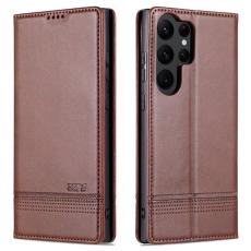 AZNS - AZNS Samsung Galaxy S24 Ultra Pl&aring;nboksfodral Konstl&auml;der - Brun