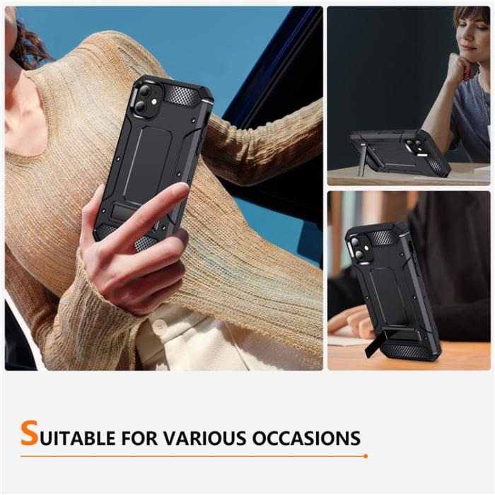 A-One Brand - iPhone 12/12 Pro Mobilskal Kickstand Shockproof - Svart