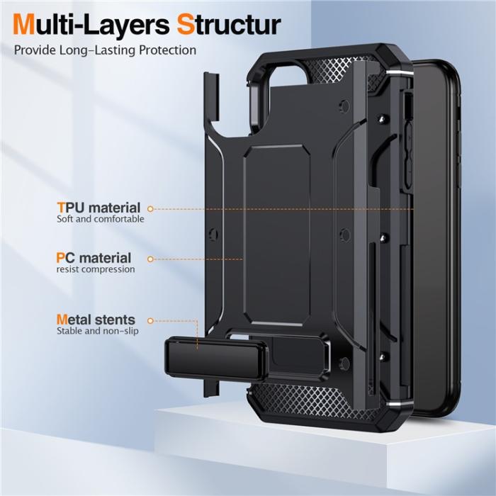 A-One Brand - iPhone 12/12 Pro Mobilskal Kickstand Shockproof - Svart
