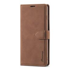 FORWENW - FORWENW Series Pl&aring;nboksfodral i Konstl&auml;der f&ouml;r Samsung Galaxy S21 Plus 5G Brun