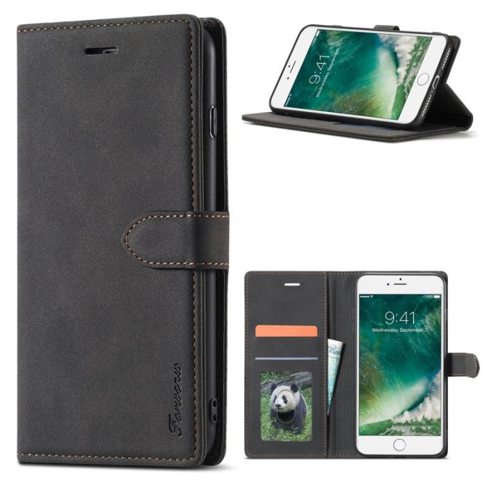 FORWENW - FORWENW F1 Series Plånboksfodral i Konstläder för iPhone 7/8/SE - Svart