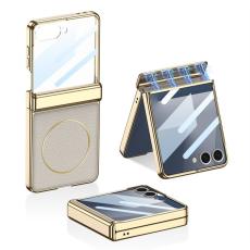 GKK - GKK Samsung Galaxy Z Flip7 Fodral - PU PC Tempered Glass - Gr&aring;