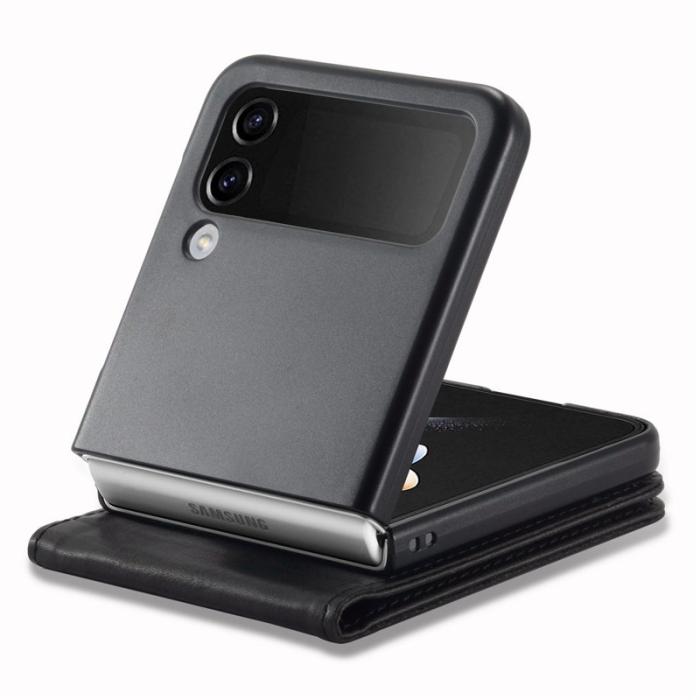 LC.imeeke - LC.IMEEKE för Samsung Galaxy Z Flip4 Fodral KonstLäder - Svart