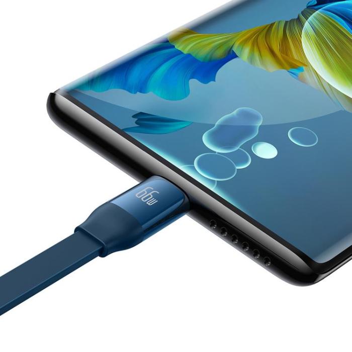 UTGATT1 - Baseus Retractable 3in1 microUSB/Lightning/Typ-C 66W 1.1m - Blå