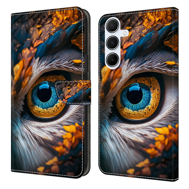 Galaxy A17/A26 Plånboksfodral Konstläder Pattern Printing (Orange/Blå) | 2353 | AlltMobil