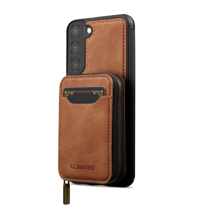LC.imeeke - LC.IMEEKE L6 för Samsung Galaxy S21 FE 5G Konstläder Plånboksfodral - Brun
