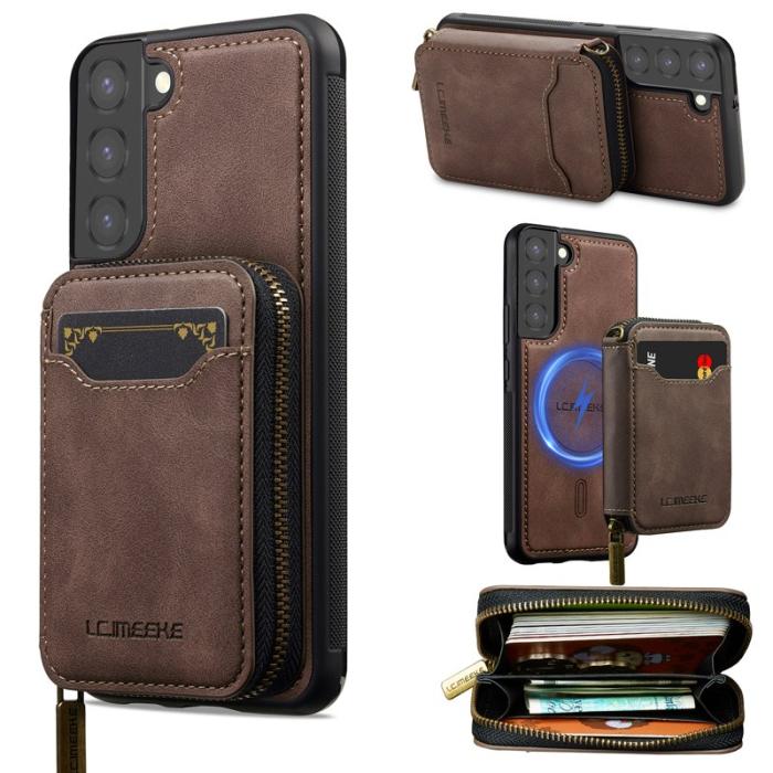LC.imeeke - LC.IMEEKE L6 för Samsung Galaxy S21 FE 5G Konstläder Plånboksfodral - Brun