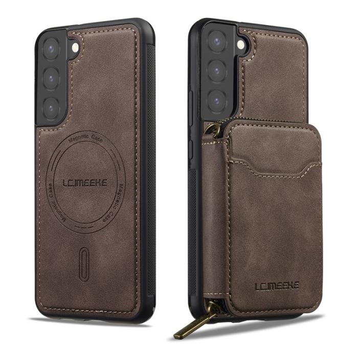 LC.imeeke - LC.IMEEKE L6 för Samsung Galaxy S21 FE 5G Konstläder Plånboksfodral - Brun