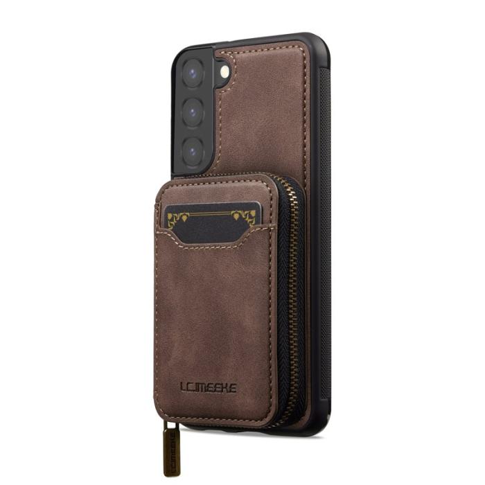 LC.imeeke - LC.IMEEKE L6 för Samsung Galaxy S21 FE 5G Konstläder Plånboksfodral - Brun