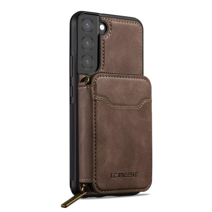 LC.imeeke - LC.IMEEKE L6 för Samsung Galaxy S21 FE 5G Konstläder Plånboksfodral - Brun