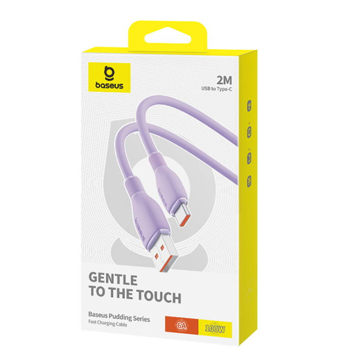 BASEUS - Baseus USB-A - USB-C kabel 100W 2m Pudding - Lila
