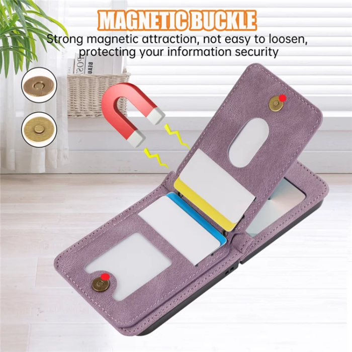 A-One Brand - Galaxy Z Flip7 Plånboksfodral Kickstand med Axelrem - Lila