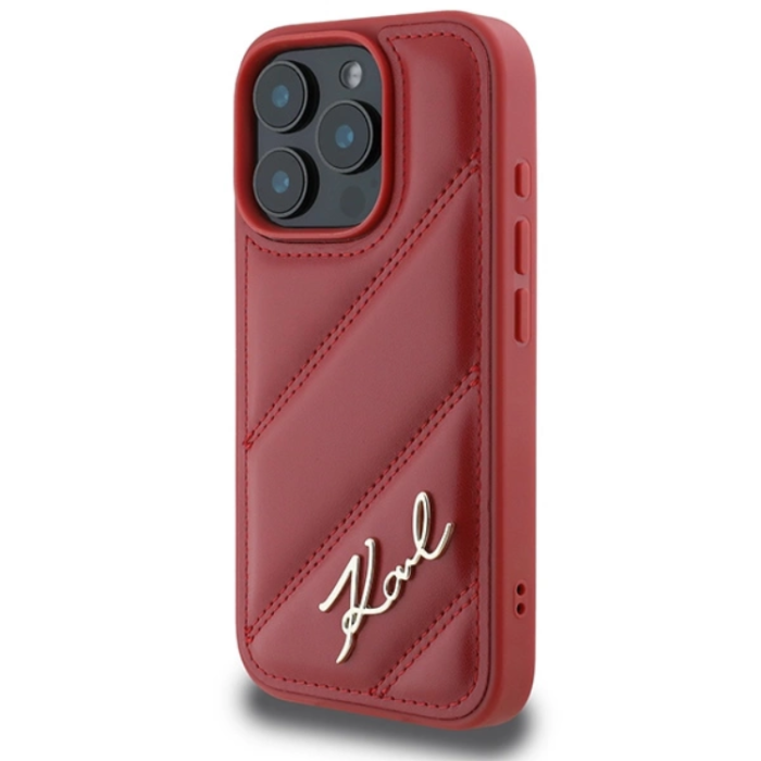 KARL LAGERFELD - Karl Lagerfeld iPhone 16 Pro Mobilskal Quilted Signature - Röd