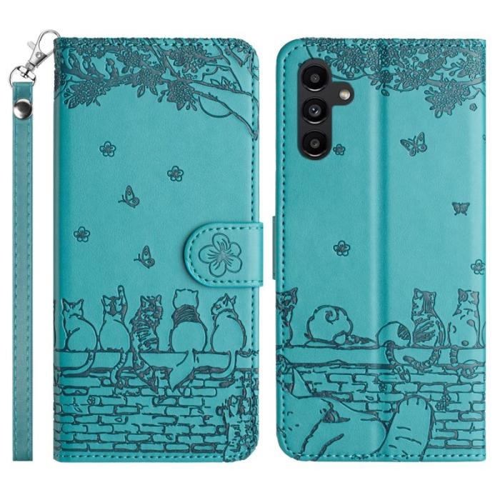 OEM - Wall Cats Samsung Galaxy S26 Fodral Äkta Läder - Blå