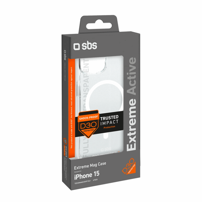 SBS - SBS iPhone 15 Mobilskal Magsafe D3O - Transparent