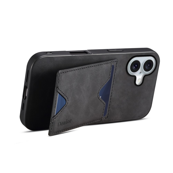 DENIOR - DENIOR iPhone 17 Mobilskal Kickstand Korthållare - Svart