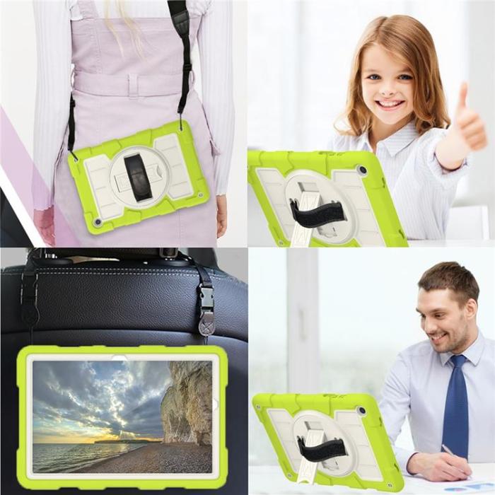A-One Brand - Galaxy Tab A9 Plus Skal Rotating Handrem Med Axelrem - Gulgrön