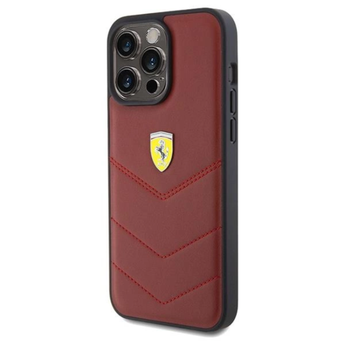 Ferrari - Ferrari iPhone 15 Pro Max Mobilskal Läder Stitched Lines
