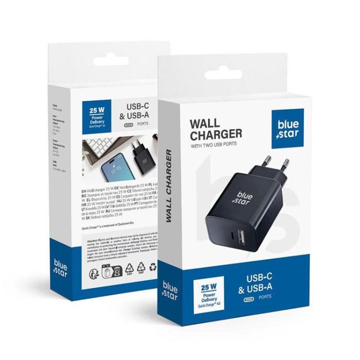 Proove - Blue Star Snabbladdare 25W USB C - USB A PD QC4.0 - Svart