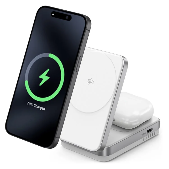OEM - Qi2 MagSafe Trådlös Laddare iPhone, Airpods 15W YF-M29 - Vit
