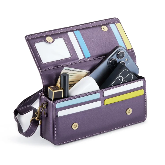 Caseme - CASEME Crossbody Väska RFID Blocking Me30 Max Läder - Lila
