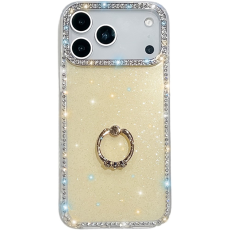 A-One Brand - iPhone 17 Pro Max Mobilskal Rhinestone Edge Ring Kickstand