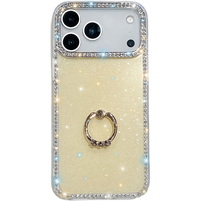 A-One Brand - iPhone 17 Pro Max Mobilskal Rhinestone Edge Ring Kickstand