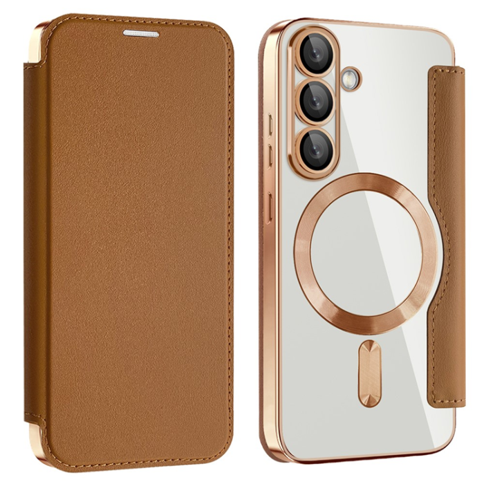 A-One Brand - Galaxy S25 Plus Plånboksfodral MagSafe RFID Blocking - Brun