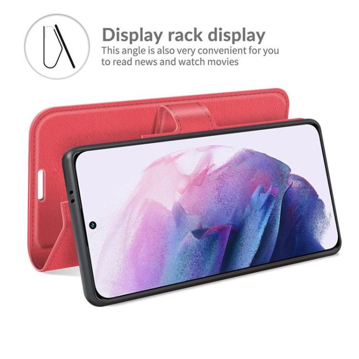 OEM - Litchi Magnetic Fodral Galaxy S22 Plus 5G - Röd
