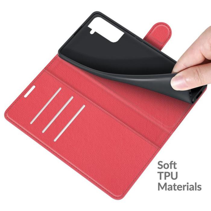 OEM - Litchi Magnetic Fodral Galaxy S22 Plus 5G - Röd
