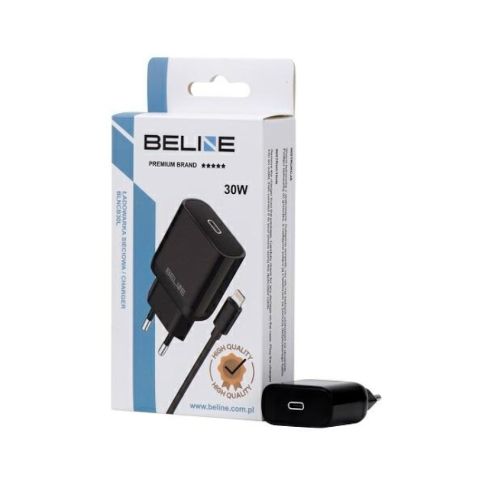 Beline - Beline Väggladdare USB-C Med USB-Lightning Kabel (30W) - Svart