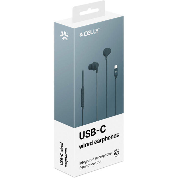 Celly - Celly Hörlurar In-Ear Kabel USB-C UP1600 - Blågrön