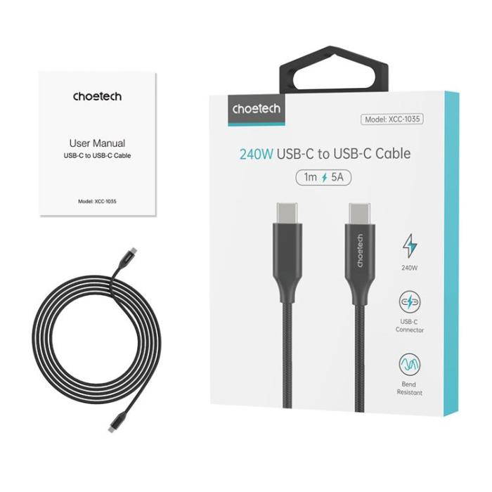 Choetech - Choetech PD USB-C till USB-C kabel 240W 2m - Svart
