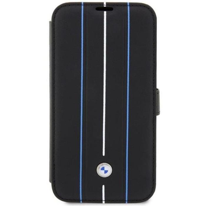 BMW - BMW iPhone 14 Pro Max Plånboksfodral Läder Stramp Lines - Blå