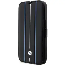 BMW - BMW iPhone 14 Pro Max Plånboksfodral Läder Stramp Lines - Blå