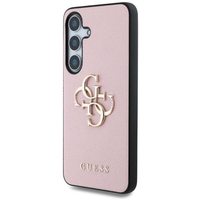 Guess - Guess Galaxy S25 Mobilskal Grained Big 4G Logo Small Classic - Rosa
