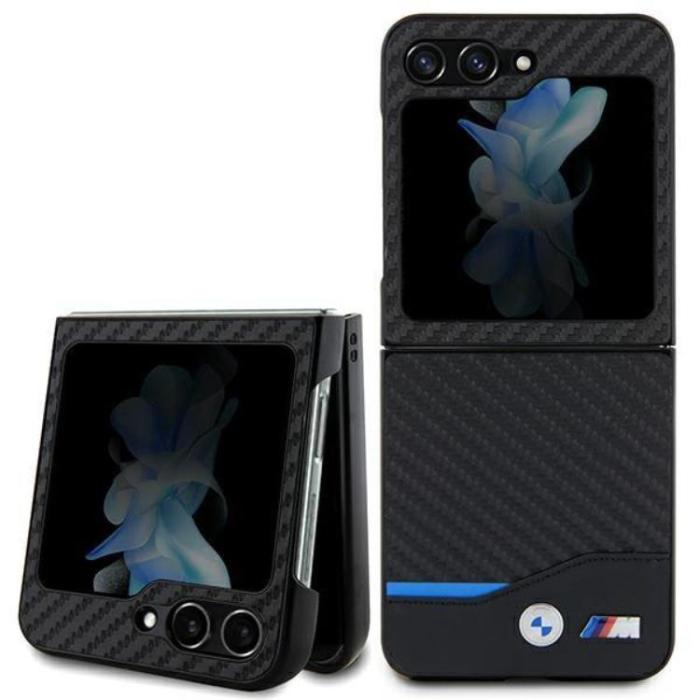 BMW - BMW Galaxy Z Flip 5 Mobilskal Läder Carbon - Svart