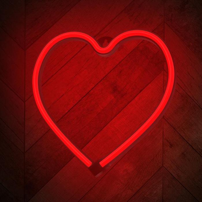 Forever Light - Forever Light LED Neon HEART Bat FLNE07 + USB - Röd