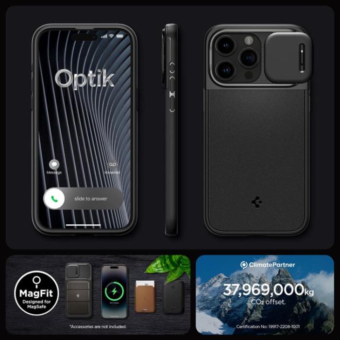 Spigen - Spigen iPhone 15 Pro Max Mobilskal Magsafe Optik Armor - Svart