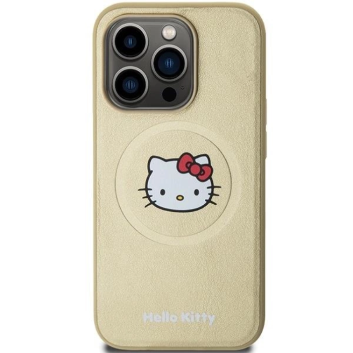 Hello Kitty - Hello Kitty iPhone 13 Pro Max Mobilskal Magsafe Läder Kitty Head - Guld