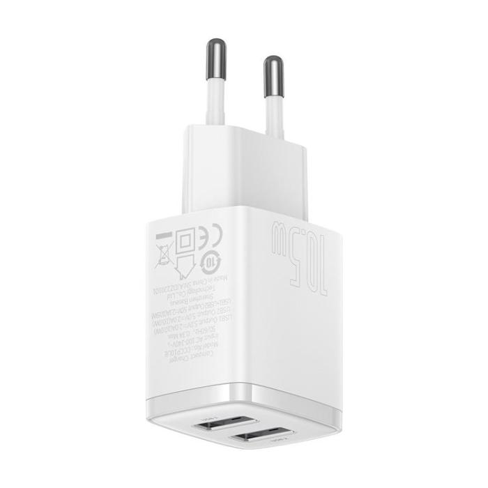 BASEUS - Baseus EU Compact Väggladdare 2x USB 10.5W - Vit