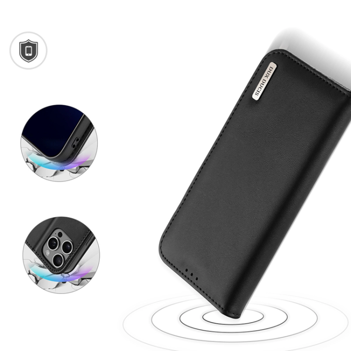 Dux Ducis - Dux Ducis iPhone 16 Pro Max Plånboksfodral Äkta Läder Hivo - Svart