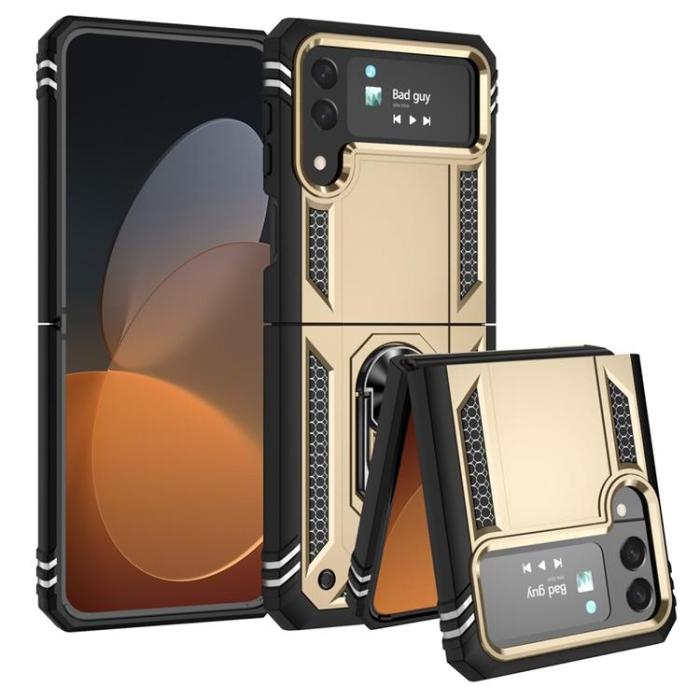 A-One Brand - Galaxy Z Flip 4 Skal Ringhållare Kickstand - Guld