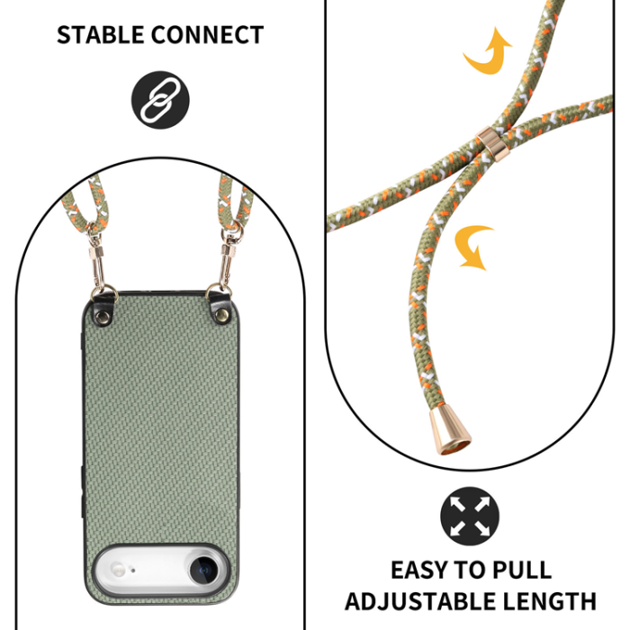 A-One Brand - iPhone Air Mobilskal Med Axelrem Snodd Carbon Fiber - Grön