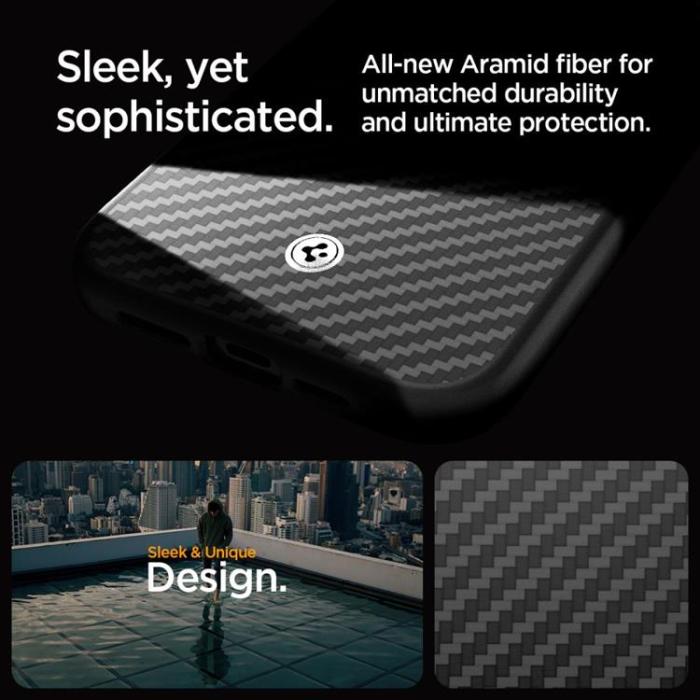Spigen - Spigen iPhone 15 Pro Mobilskal Magsafe Enzo Aramid - Svart