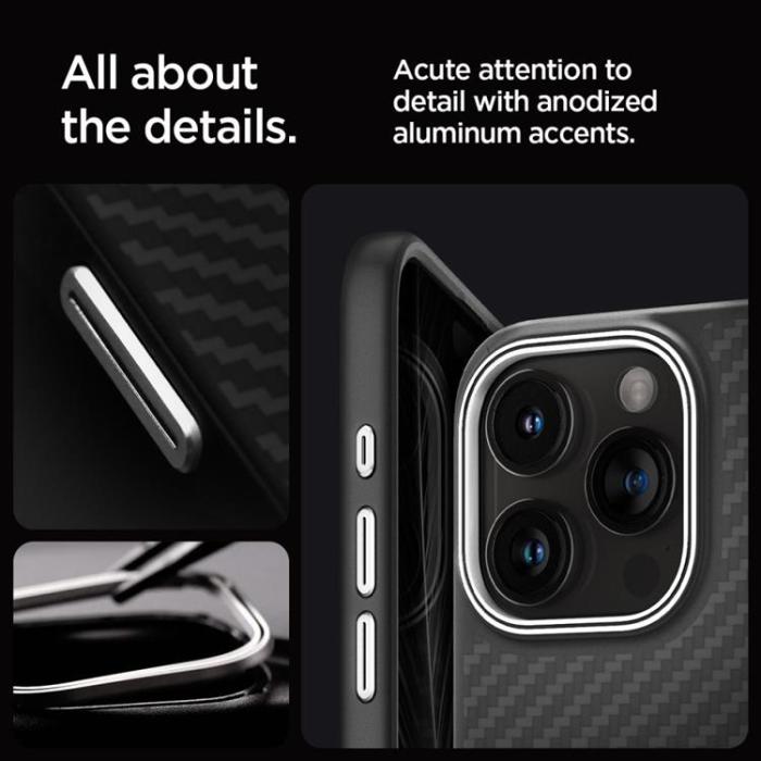 Spigen - Spigen iPhone 15 Pro Mobilskal Magsafe Enzo Aramid - Svart