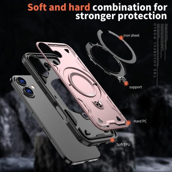 N/A - Mobilskal till iPhone 17 Plast MagSafe Militärskydd - Roséguld