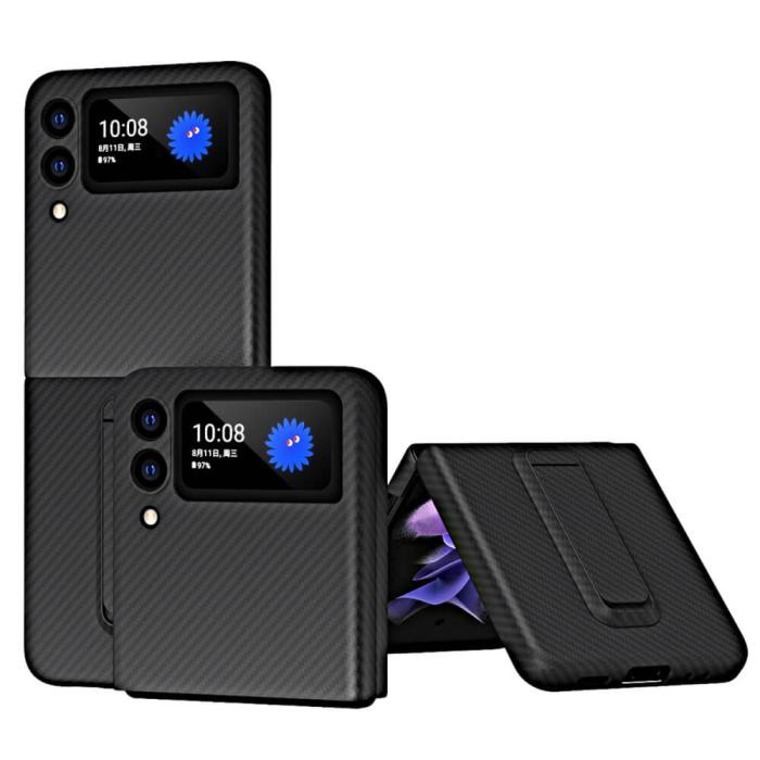 A-One Brand - Carbon Kickstand Mobilskal Samsung Galaxy Z flip 3 - Svart
