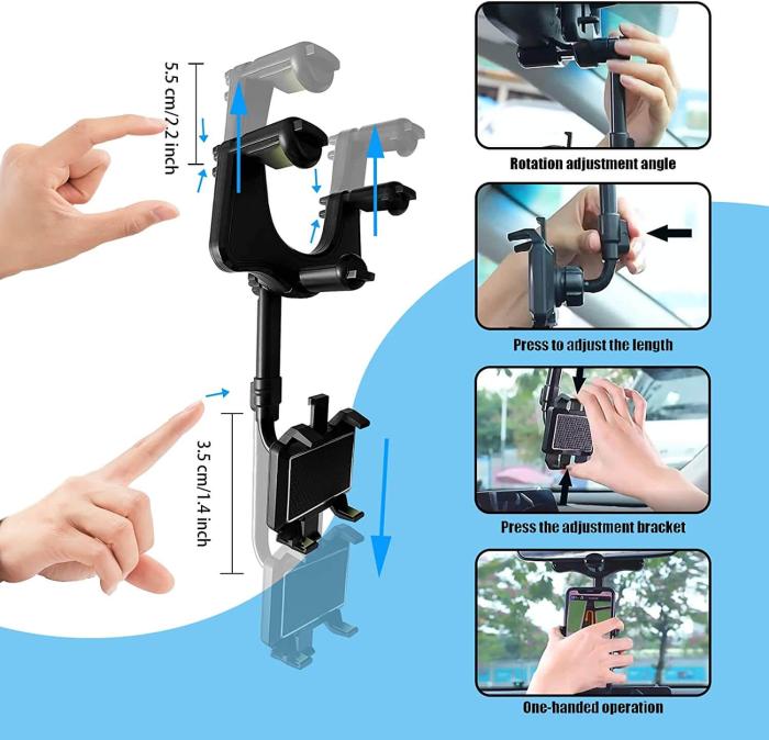 OEM - Universal 360° Roterbar mobilhållare för backspegeln