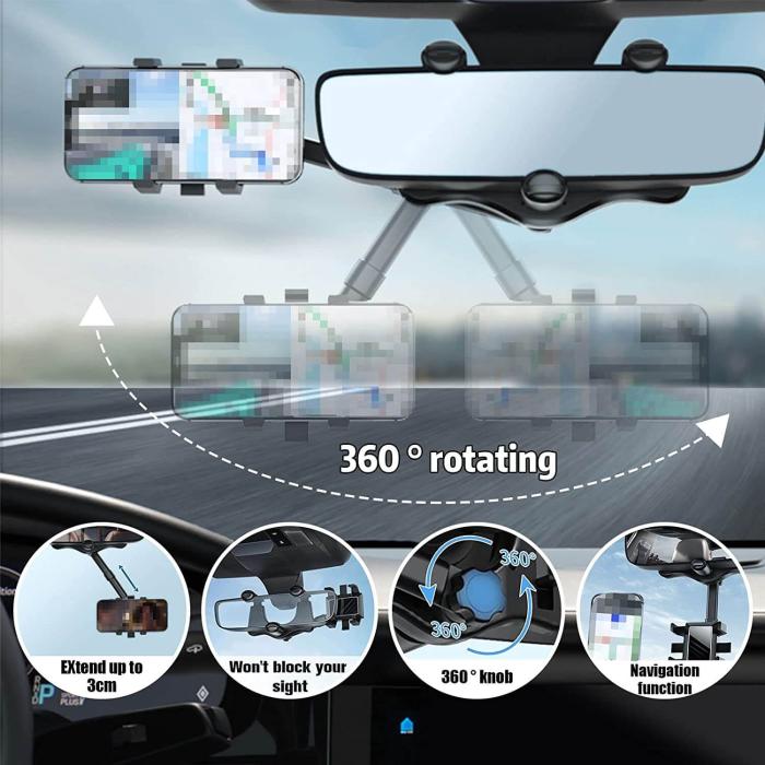 OEM - Universal 360° Roterbar mobilhållare för backspegeln